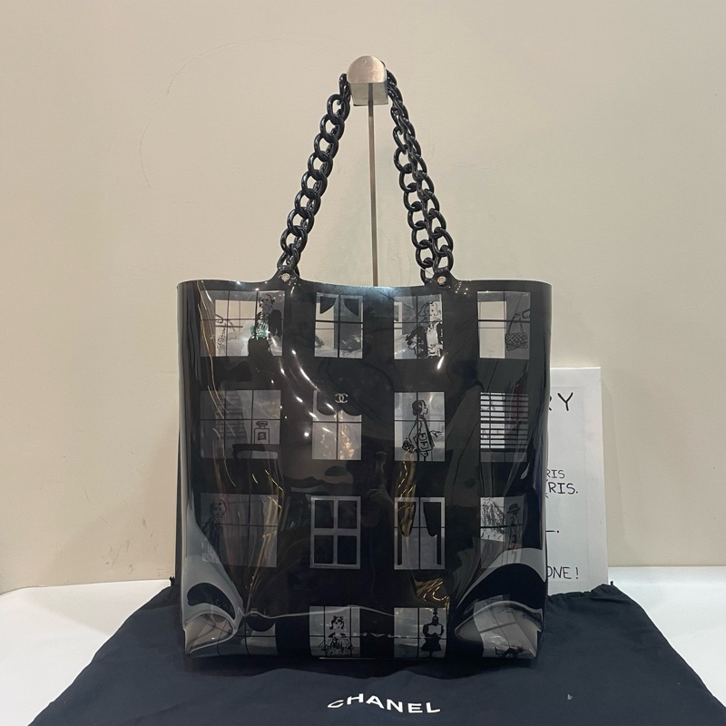 98新Chanel香奈兒中古亞克力透明沙灘包-7