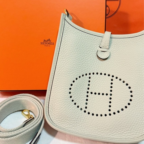 Hermès Mini Evelyn 冰晶灰 專櫃購入95成新 超低價