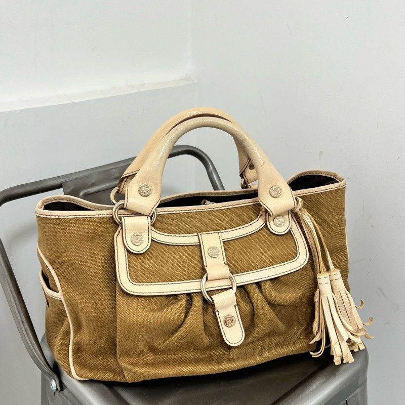 Celine Boogie吊墜皮牌帆布手提包-3