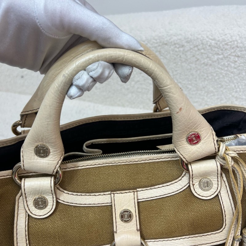 Celine Boogie吊墜皮牌帆布手提包-16