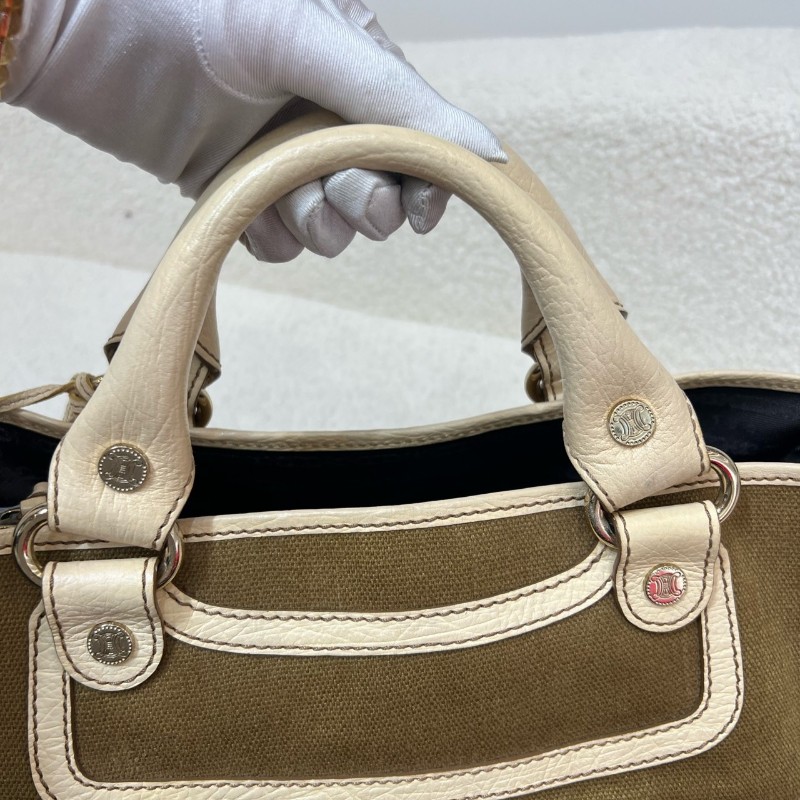 Celine Boogie吊墜皮牌帆布手提包-17