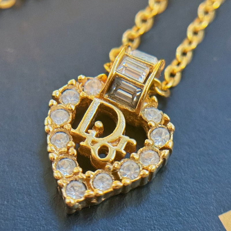 🌷Dior Vintage復古愛心水鑽項鍊 ｜經典花紋✦fufu style 精品✦ 氣質款｜Dior項鍊-1