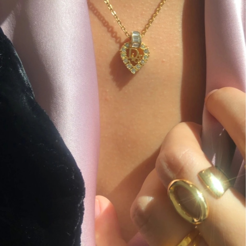 🌷Dior Vintage復古愛心水鑽項鍊 ｜經典花紋✦fufu style 精品✦ 氣質款｜Dior項鍊-7
