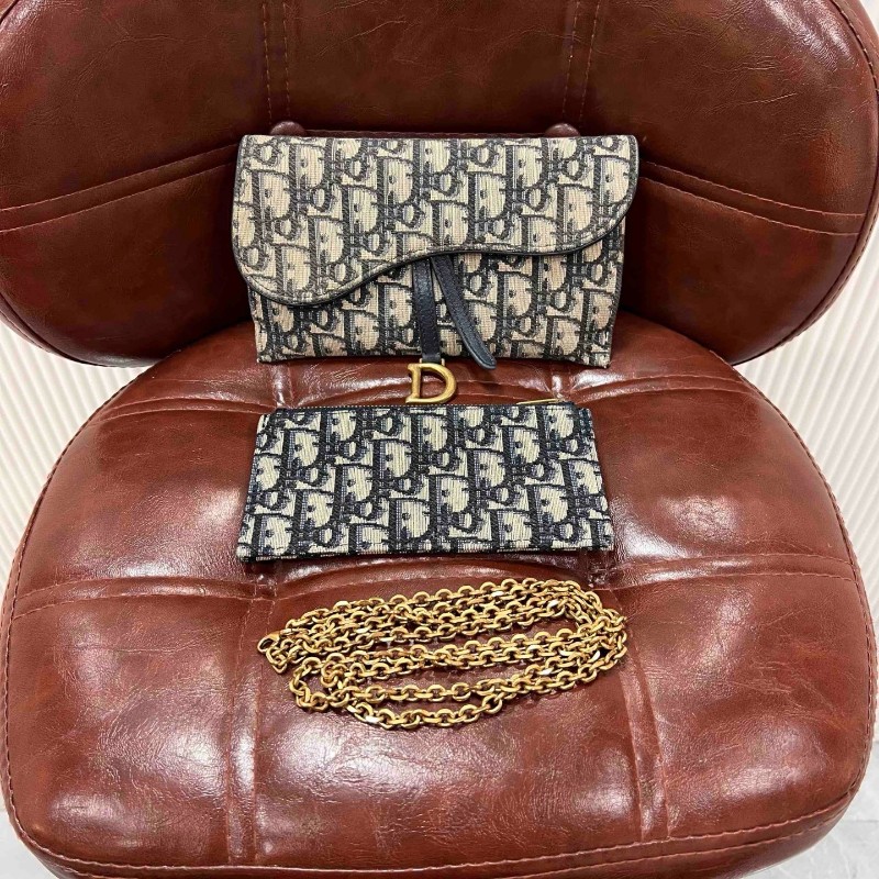 Dior 迪奧 小號老花馬鞍二合一鏈條包 肩背包斜背包-1