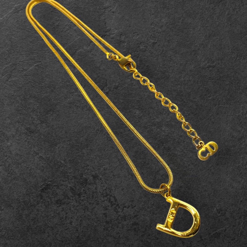 🌷Dior 蛇鏈D字logo ｜經典花紋✦fufu style 精品✦ 氣質款｜Dior項鍊-1