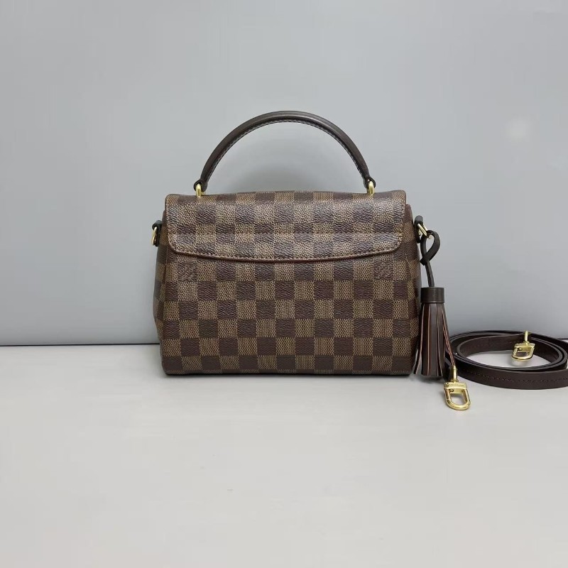 LV路易威登croisette棕棋盤流蘇郵差包手提包肩背包-1