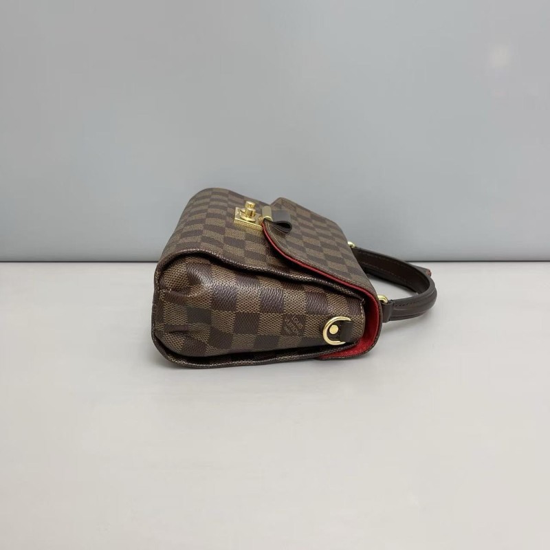 LV路易威登croisette棕棋盤流蘇郵差包手提包肩背包-3