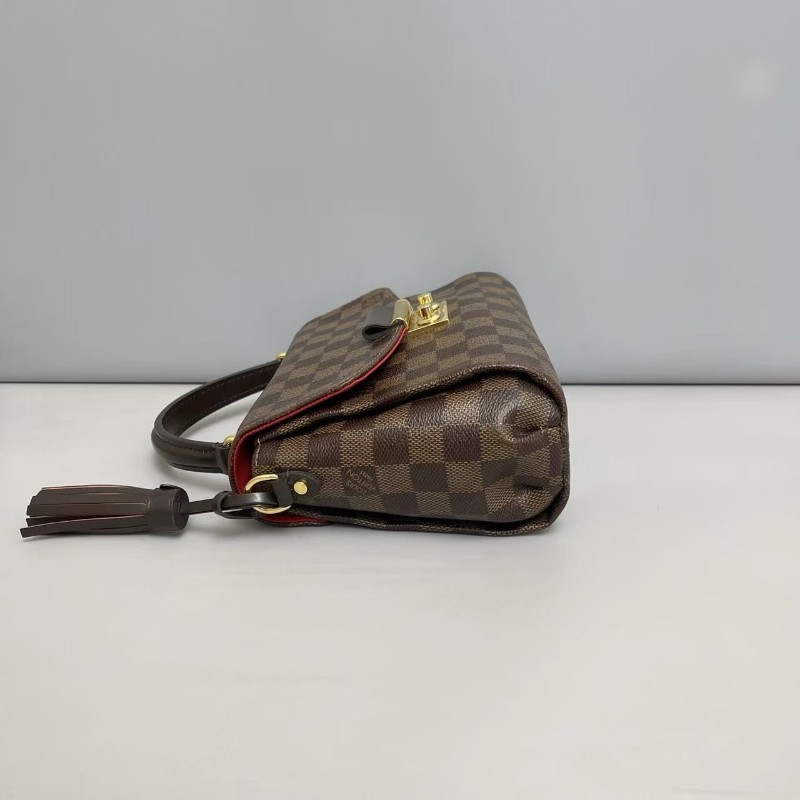 LV路易威登croisette棕棋盤流蘇郵差包手提包肩背包-4