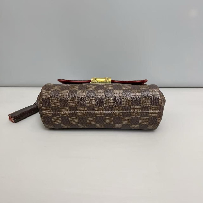 LV路易威登croisette棕棋盤流蘇郵差包手提包肩背包-5