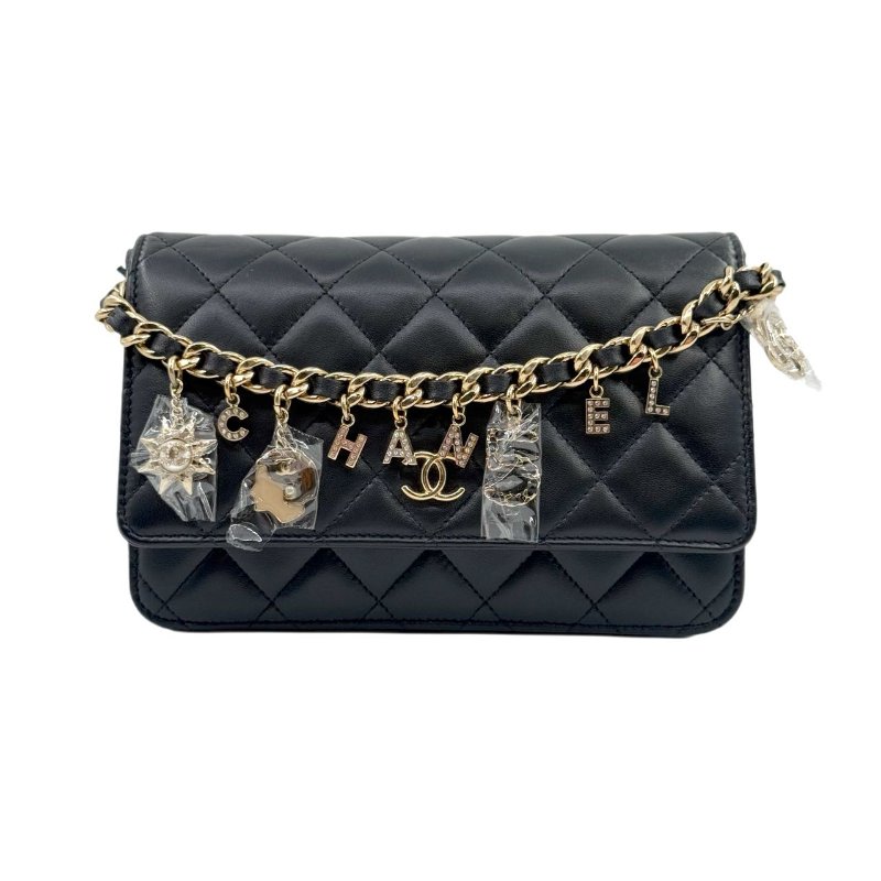 ［2536］香奈兒 Chanel WOC 黑色 羊皮 中號 金扣-0