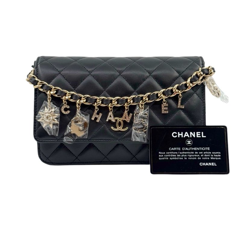 ［2536］香奈兒 Chanel WOC 黑色 羊皮 中號 金扣-6