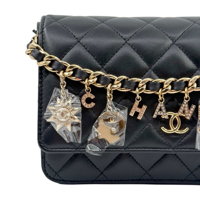 ［2536］香奈兒 Chanel WOC 黑色 羊皮 中號 金扣-7