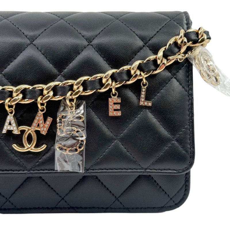 ［2536］香奈兒 Chanel WOC 黑色 羊皮 中號 金扣-8