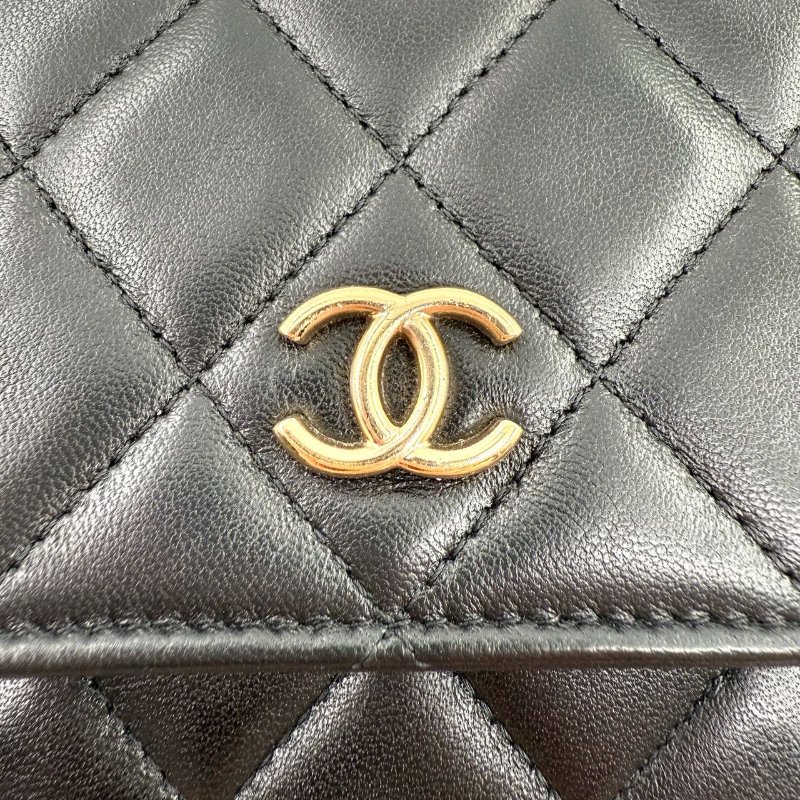 ［2536］香奈兒 Chanel WOC 黑色 羊皮 中號 金扣-13