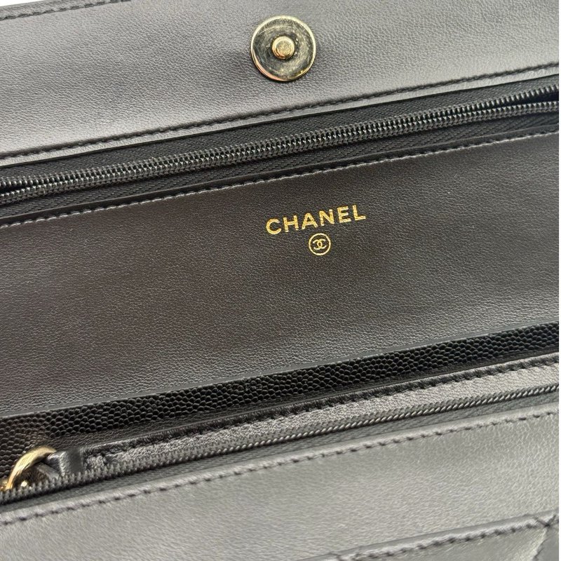 ［2536］香奈兒 Chanel WOC 黑色 羊皮 中號 金扣-15