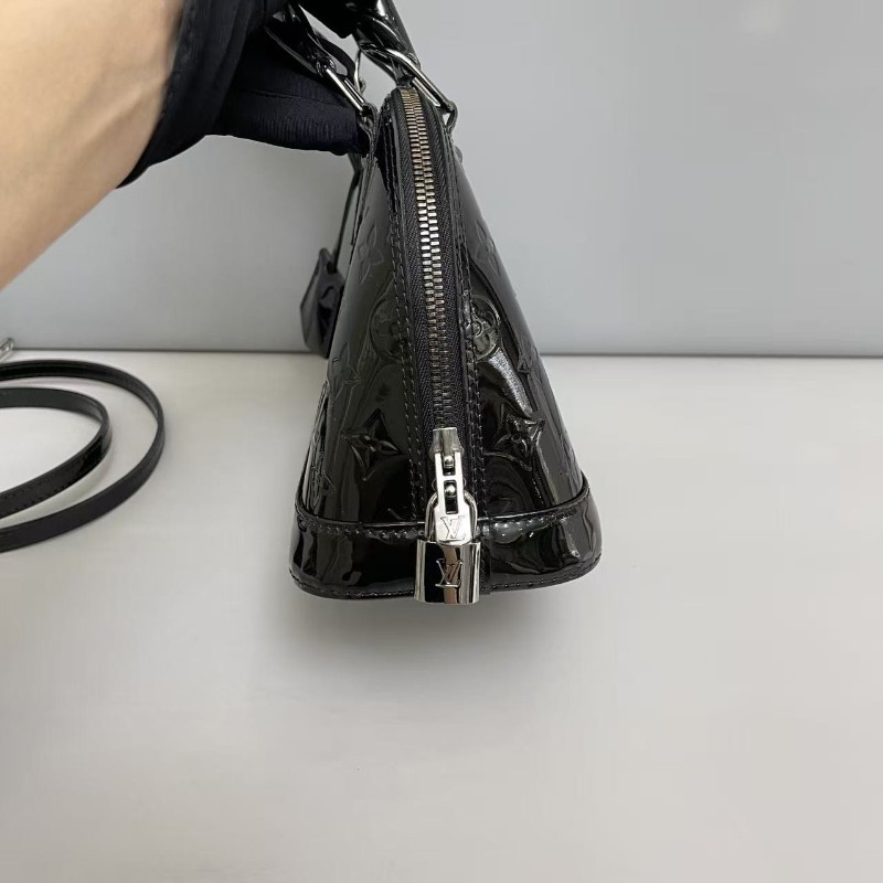 LV路易威登Alma bb黑色漆皮貝殼包手提包肩背包-2