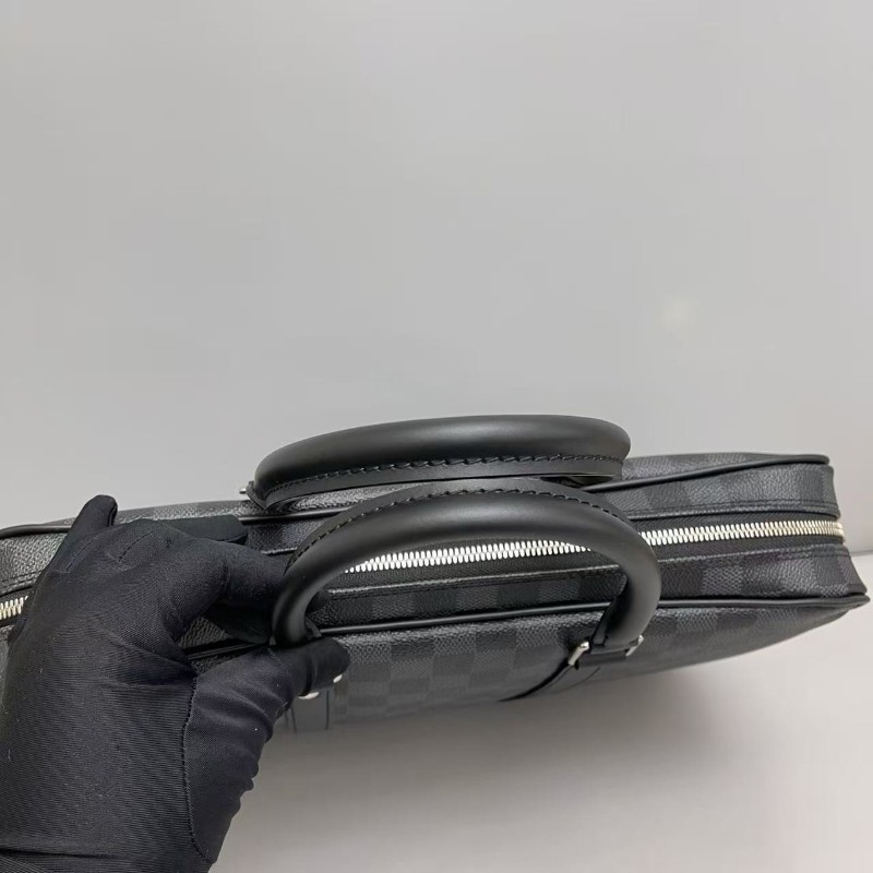 LV路易威登Documents黑棋盤格男士公文包電腦公事包肩背包手提包-5