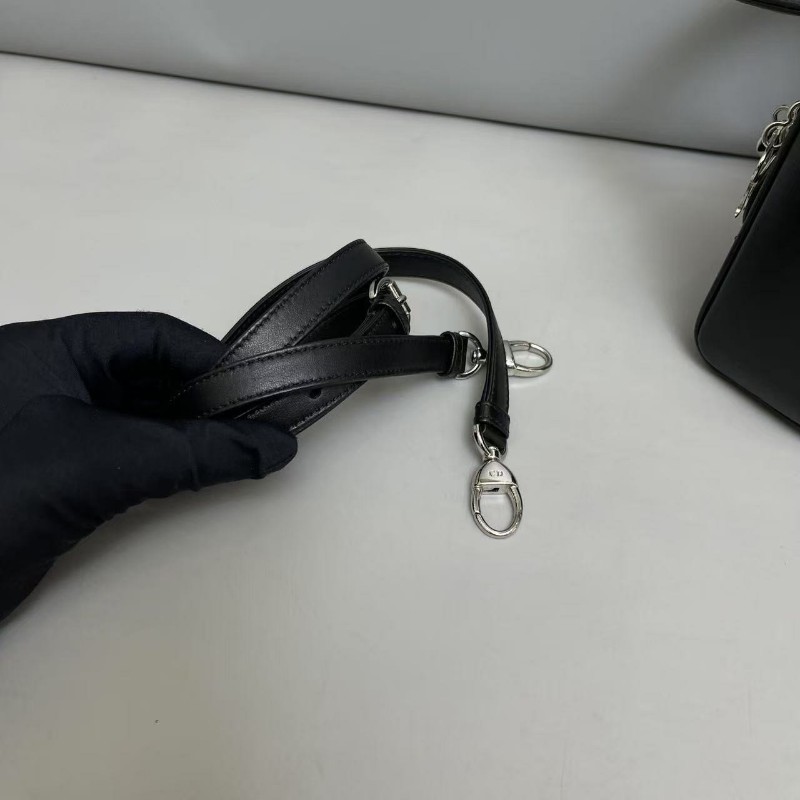 Dior迪奧 黑色全皮刺繡蜻蜓限量三格lady戴妃包 手提包肩背包-8