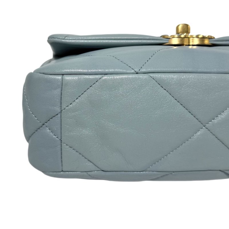 ［2605］香奈兒 Chanel 19 Bag 霧霾藍色 羊皮 小號 金扣-5