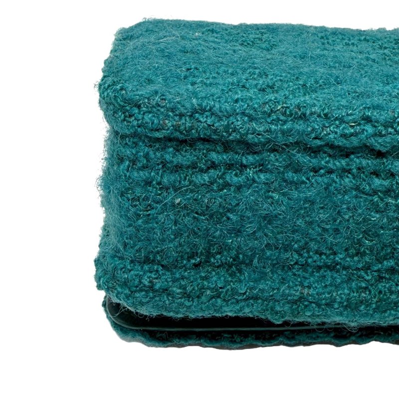 ［2400］香奈兒 Chanel 19 Bag WOC 湖水藍綠色 毛呢 小號 金扣-9