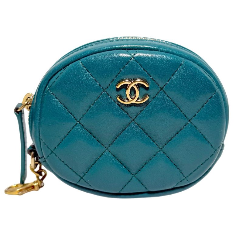 ［2400］香奈兒 Chanel 19 Bag WOC 湖水藍綠色 毛呢 小號 金扣-11