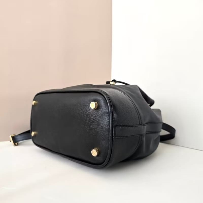 【LA LUNE】絕版古董包 Loewe 黑色中古水桶包 單肩包 皮革包 斜背復古二手包-3