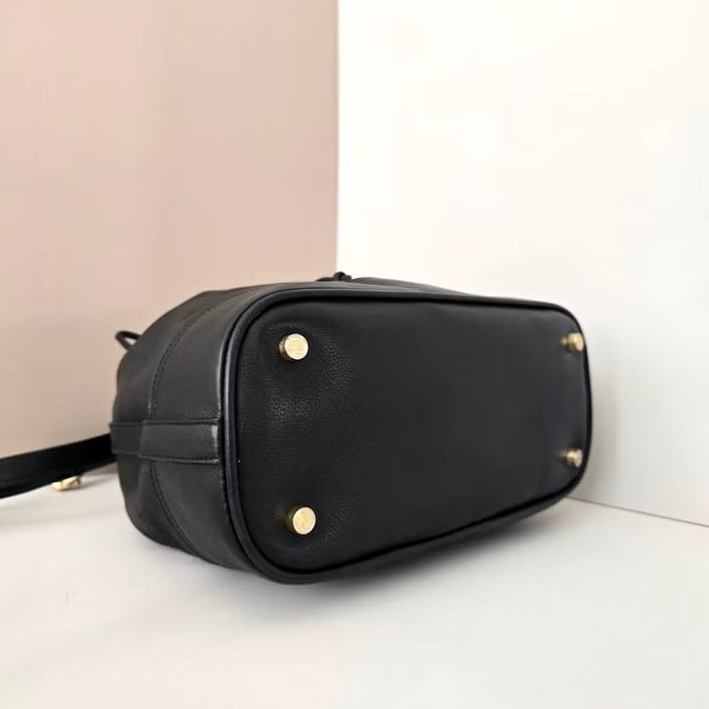 【LA LUNE】絕版古董包 Loewe 黑色中古水桶包 單肩包 皮革包 斜背復古二手包-4