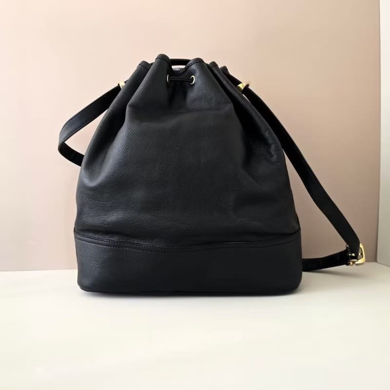 【LA LUNE】絕版古董包 Loewe 黑色中古水桶包 單肩包 皮革包 斜背復古二手包-5