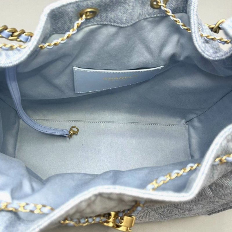CHANEL 丹寧牛仔25bag中號肩背斜背包30*40*15 99新配件塵袋-3