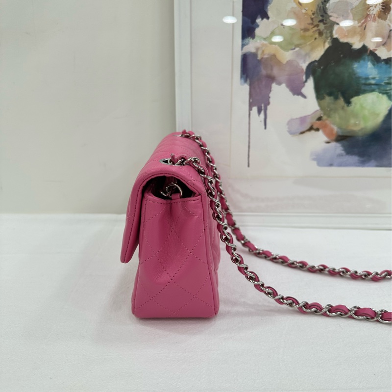 Chanel 香奈兒 CF 大mini粉紅 CF20cm,鐳射27開 有購證有卡-4