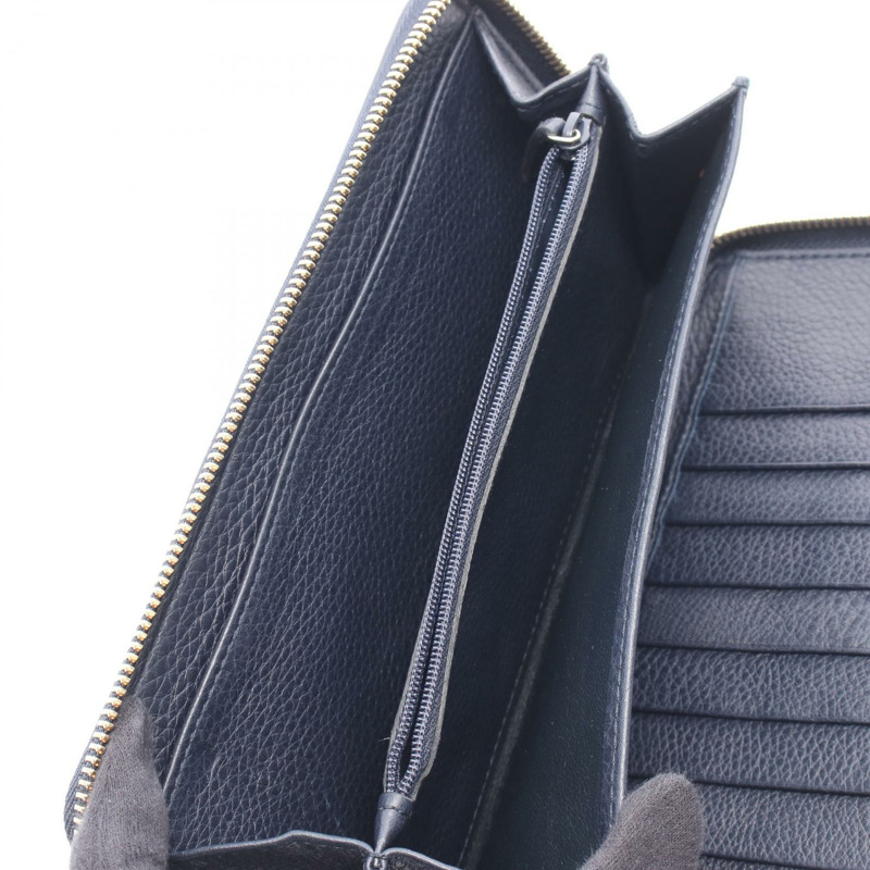 GUCCI Soho Interlocking G Around 拉鍊長版皮夾 291102 皮革 海軍藍 二手-3
