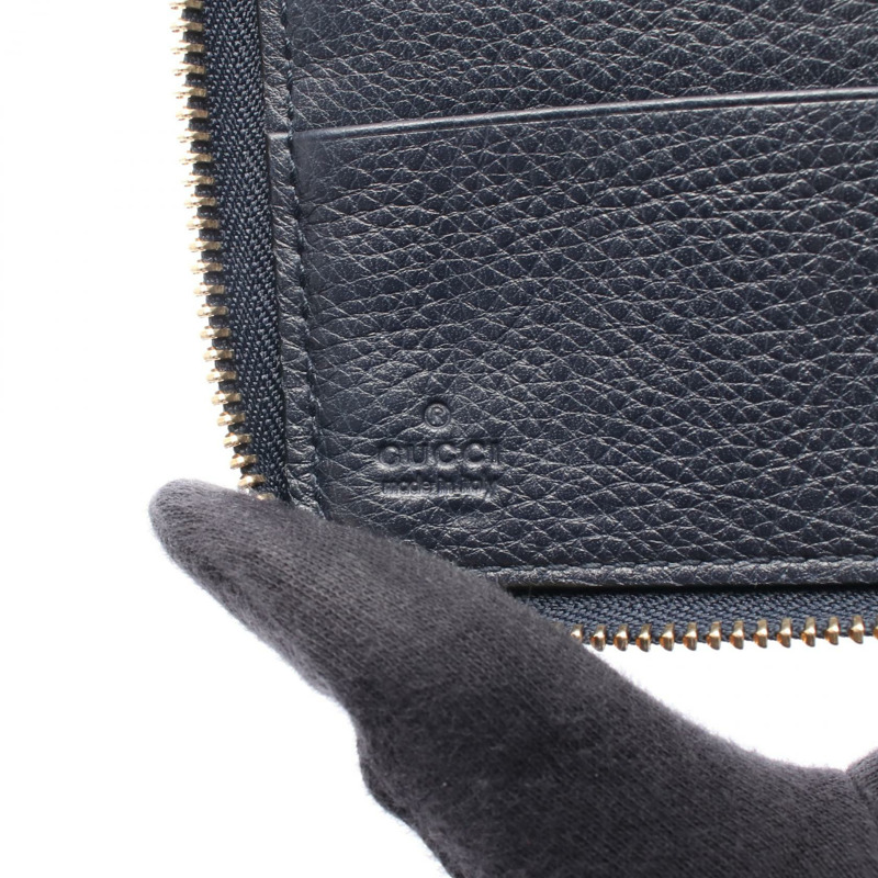 GUCCI Soho Interlocking G Around 拉鍊長版皮夾 291102 皮革 海軍藍 二手-4