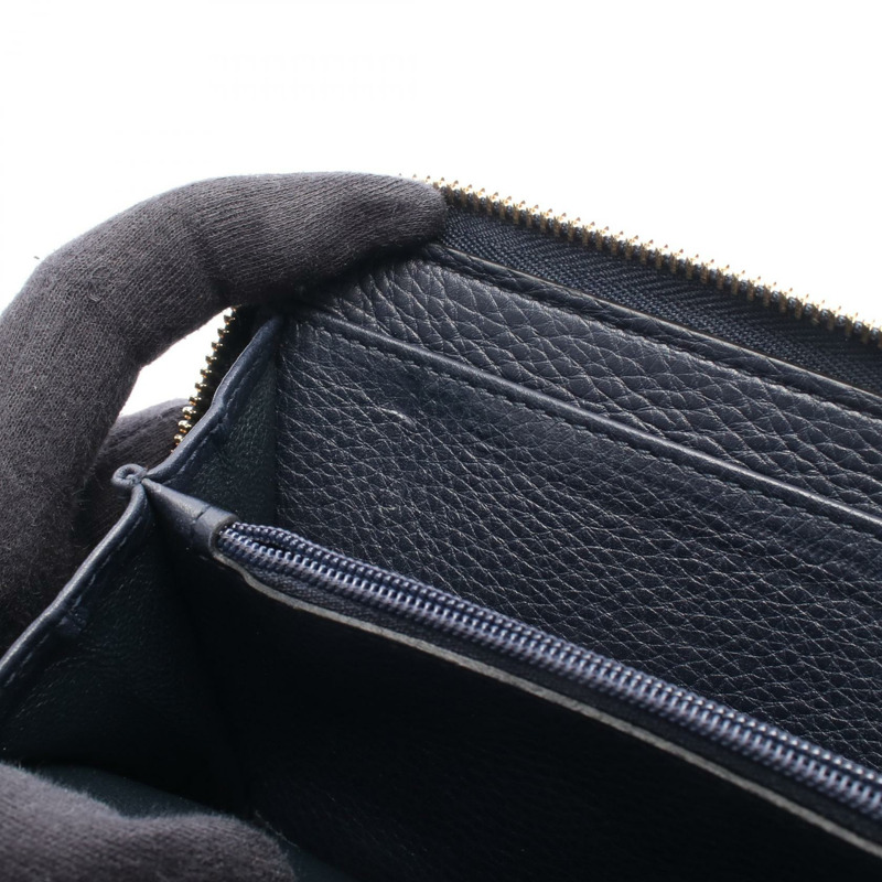 GUCCI Soho Interlocking G Around 拉鍊長版皮夾 291102 皮革 海軍藍 二手-5