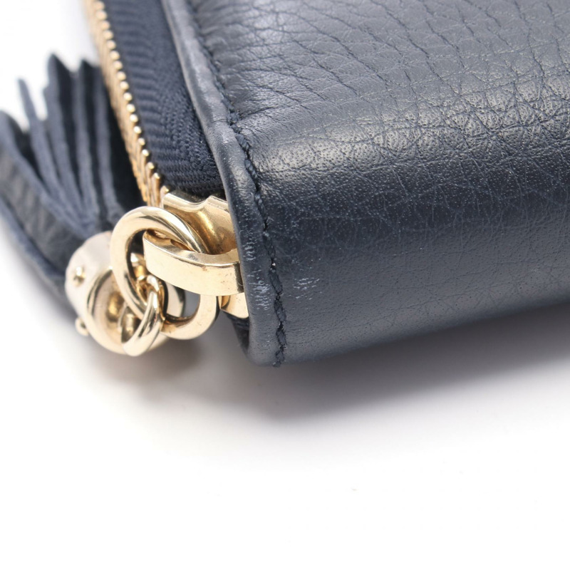 GUCCI Soho Interlocking G Around 拉鍊長版皮夾 291102 皮革 海軍藍 二手-6