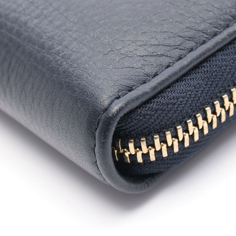 GUCCI Soho Interlocking G Around 拉鍊長版皮夾 291102 皮革 海軍藍 二手-7
