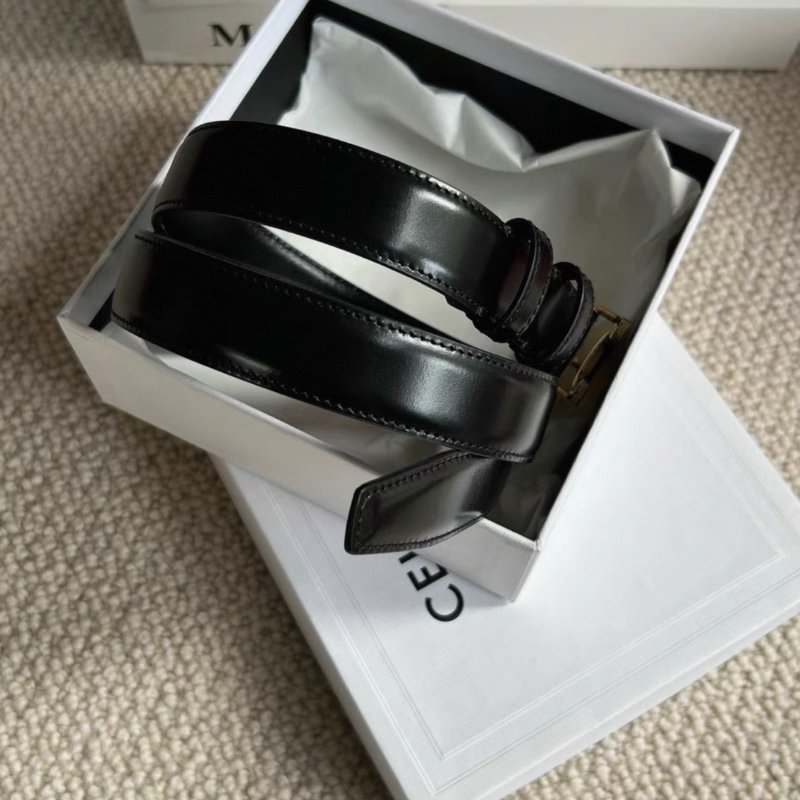 celine 金扣box皮雙面皮帶，寬2.5公分 75公分 全新閒置配件盒子塵袋-3