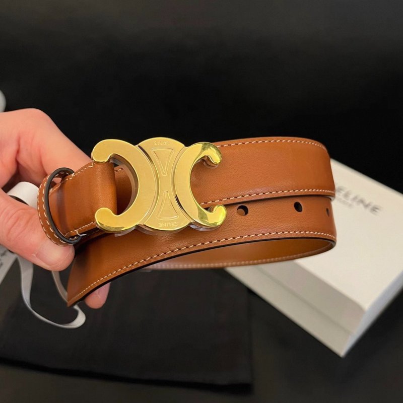 celine 金扣box皮雙面皮帶，寬2.5公分 75公分 全新閒置配件盒子塵袋-5