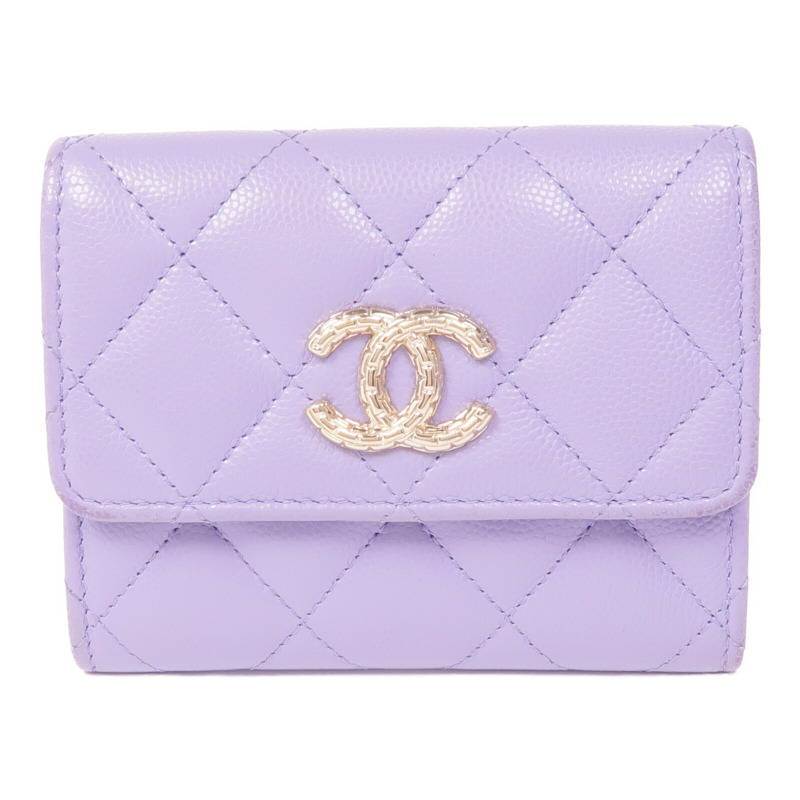 CHANEL 牛皮皮革Wallet金扣錢包-0