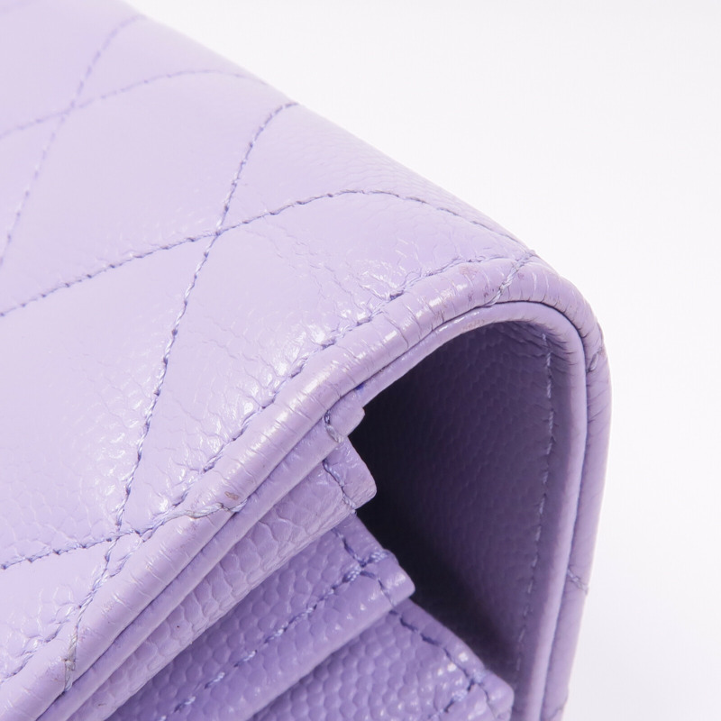 CHANEL 牛皮皮革Wallet金扣錢包-14