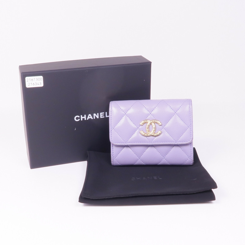 CHANEL 牛皮皮革Wallet金扣錢包-19