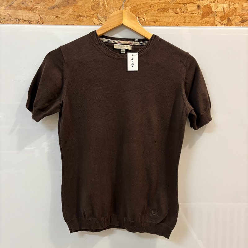 【美收精品】BURBERRY 茶色針織短袖 4-173【隔月月中將轉賣至日本 上架期限30天】-0