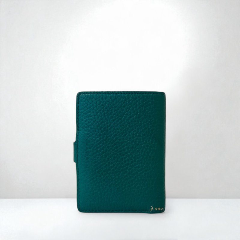 LV皮夾 LV 綠色荔枝皮配金扣直式短夾M2198-3