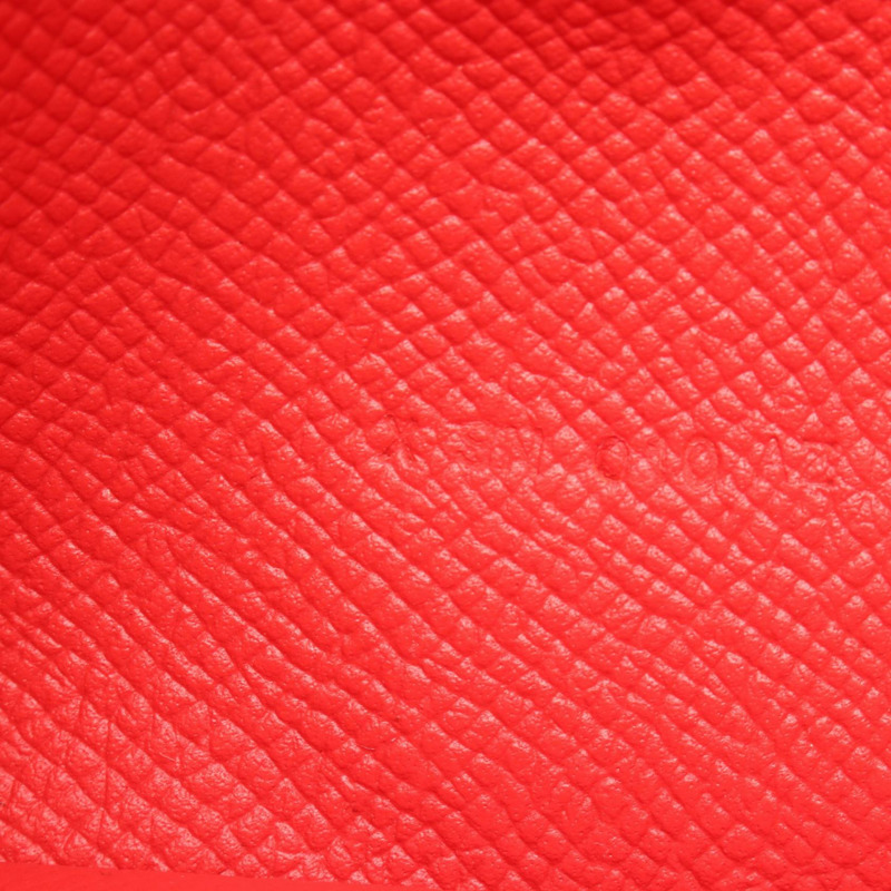 愛馬仕 Bearn Soufflet 雙折長皮夾 X Epsom Rouge 番茄紅 二手 GHW-4