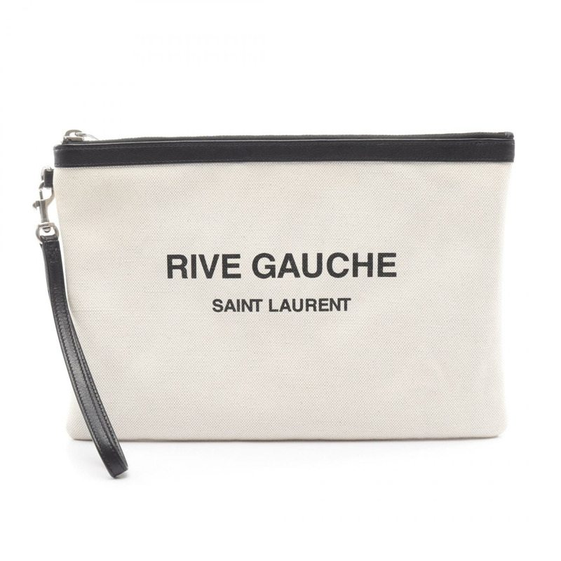YVES SAINT LAURENT RIVE GAUCHE 商務手拿包 581369 帆布皮革-0