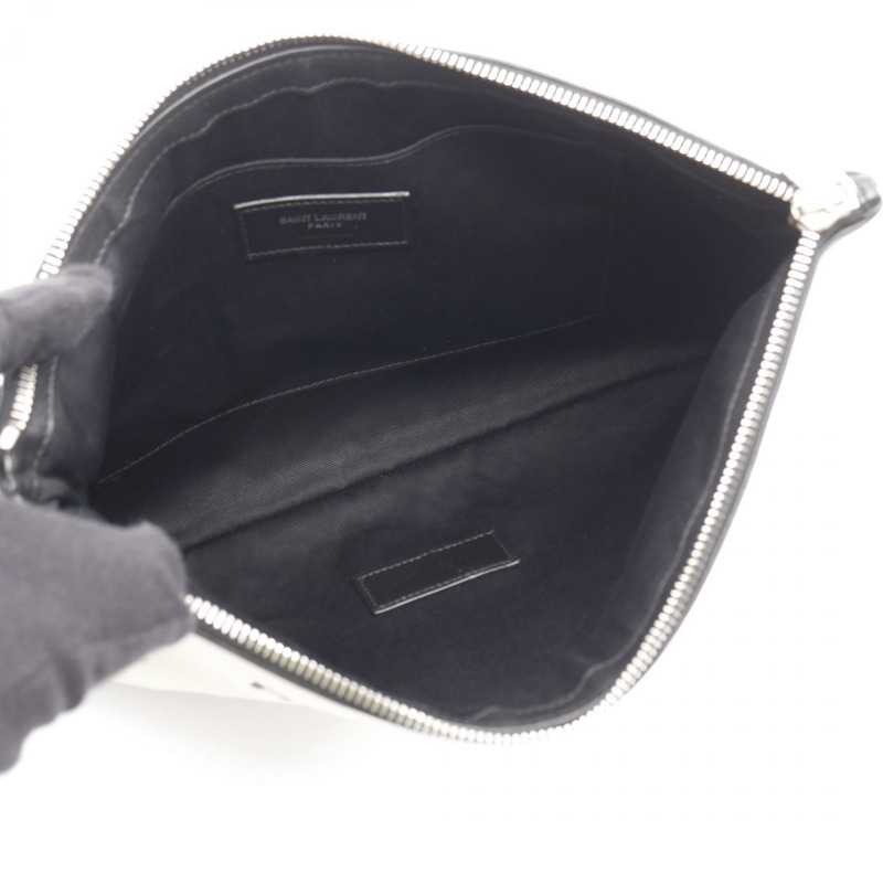 YVES SAINT LAURENT RIVE GAUCHE 商務手拿包 581369 帆布皮革-2