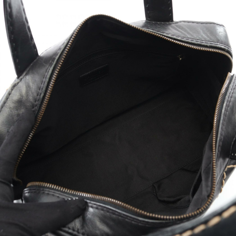 香奈兒 (CHANEL) 野性縫線托特手提包，黑色皮革，二手，女士，金色五金-2