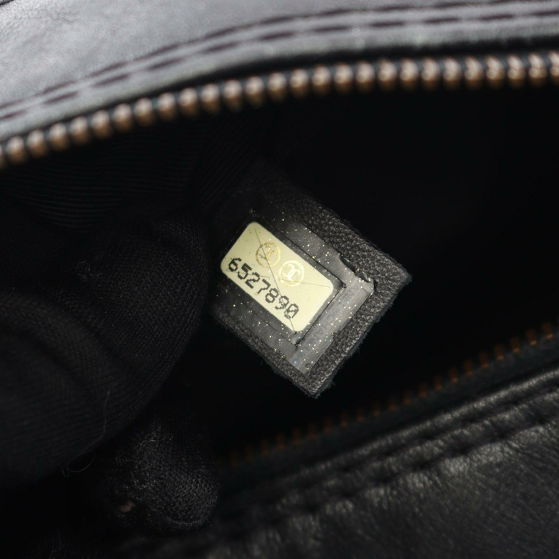 香奈兒 (CHANEL) 野性縫線托特手提包，黑色皮革，二手，女士，金色五金-4