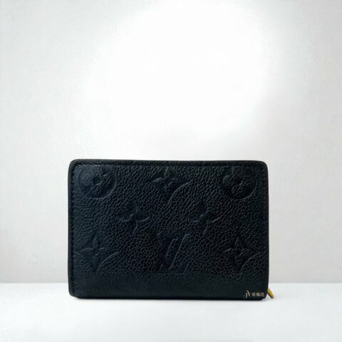 LV皮夾 黑色牛皮壓紋clea對開短夾M80151