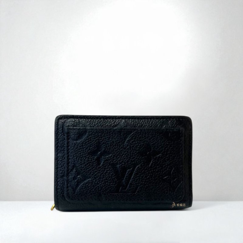 LV皮夾 黑色牛皮壓紋clea對開短夾M80151-3