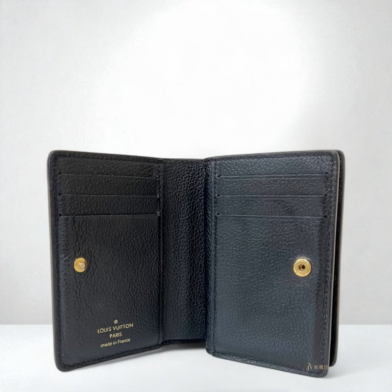 LV皮夾 黑色牛皮壓紋clea對開短夾M80151-6